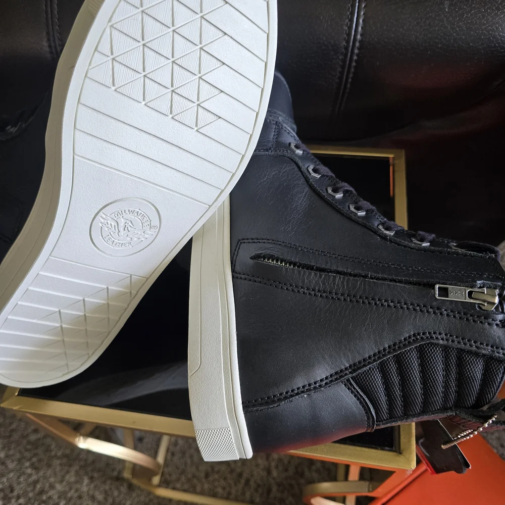 Black Leather Men's Motorcycle Boots-Brand New-Never Worn - Picture 5 of 8